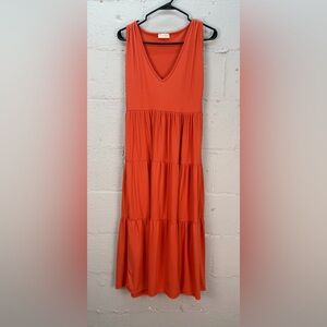 See You Monday ribbed tiered sleeveless V-neck Maxi Dress Size Medium